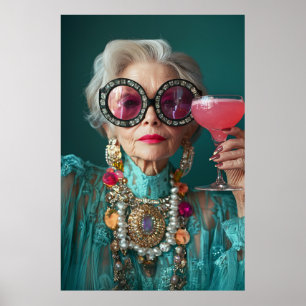 Poster Mulher Idosa Glamorosa Bold Luxury Fashion