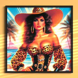 Poster Mulher Impressa Leopard dos anos 80
