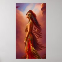 mulher índia americana vestido vermelho dourado pe