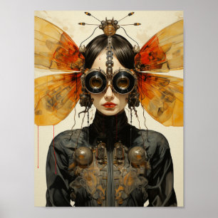 Poster Mulher Inseta Steampunk Scifi