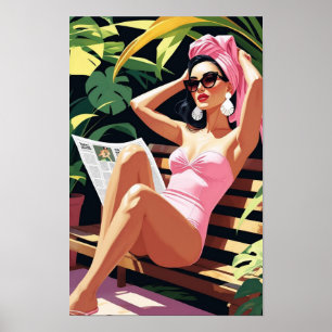 Poster Mulher Inspirada em Vintage Encantadora