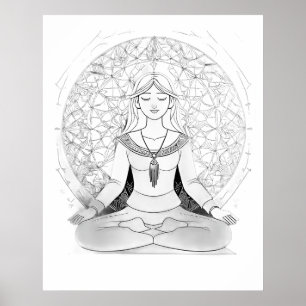 Poster Mulher ioga em lotus