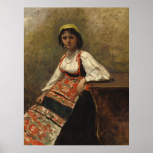 Poster Mulher italiana (La Morieri) por Corot