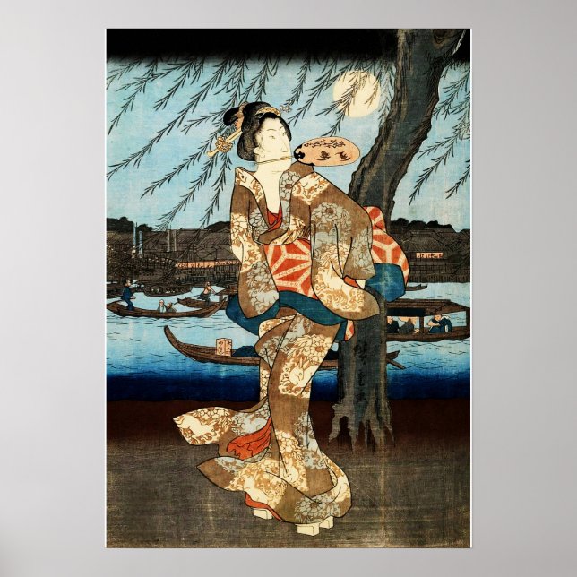 Poster Mulher Japonesa com Leque (Frente)