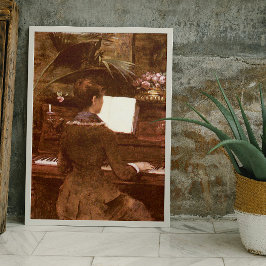 Póster Mulher Jogando Piano