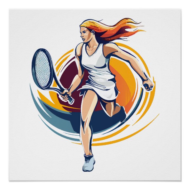 Póster mulher jogando ténis (Frente)