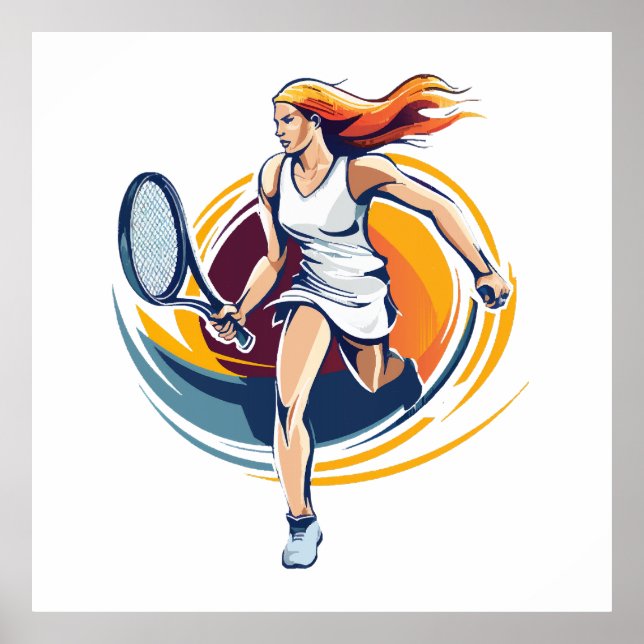 Poster mulher jogando ténis (Frente)