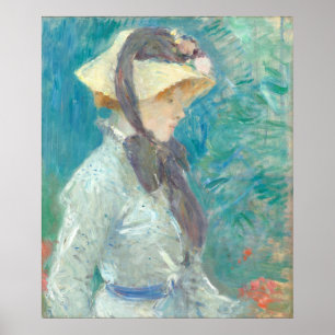Poster Mulher jovem com chapéu de palha - Berthe Morisot 