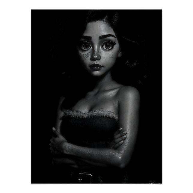Póster Mulher jovem de olhos grandes (Frente)