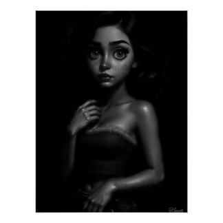 Póster Mulher jovem de olhos grandes 2
