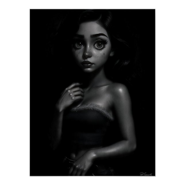 Póster Mulher jovem de olhos grandes 2 (Frente)