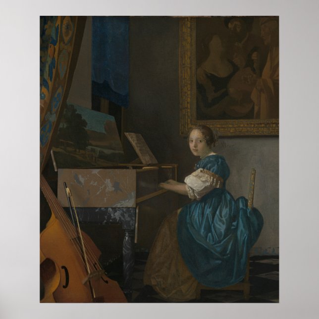 Poster Mulher jovem em uma Virgínia - Vermeer (Frente)