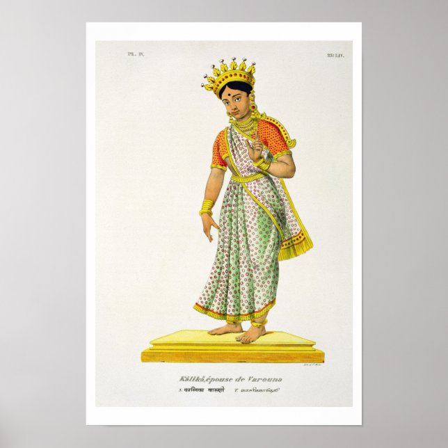 Póster Mulher Kalika de Varuna, com a gravação C. de Mott (Frente)