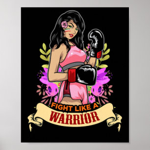 Poster Mulher Latina Empoderada Boxe Kickboxing Garota Fi
