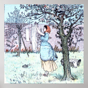 Poster Mulher lavando roupa