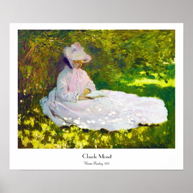 Póster Mulher Leitura Claude Monet (Frente)