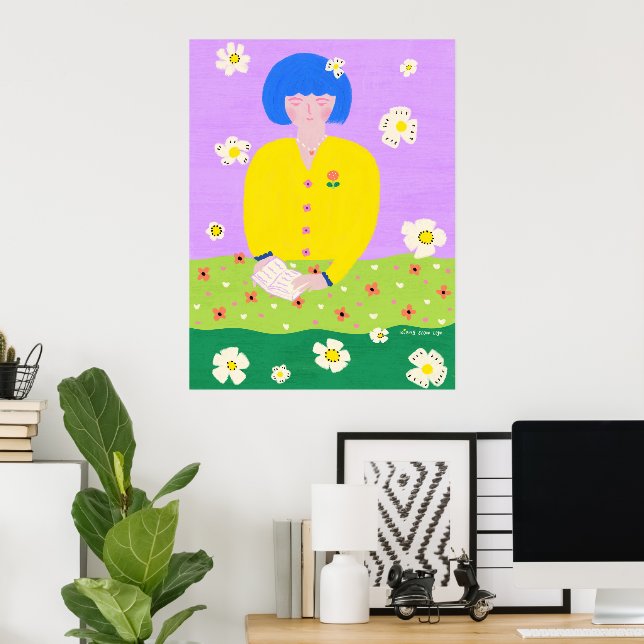 Poster Mulher lendo no jardim (Escritório em casa)