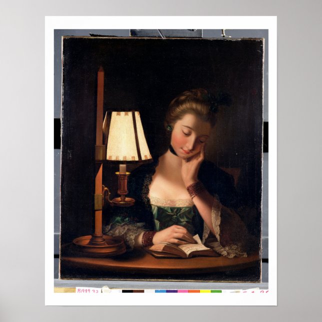 Póster Mulher lendo por um tom de papel, 1766 (óleo ligad (Frente)
