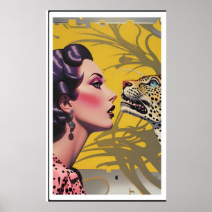 Poster Mulher Leopard Trava As Pontas Dela