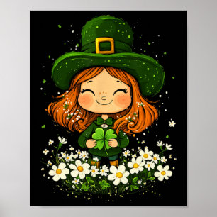 Poster Mulher Leprechaun Shamrock Girls Dia de São Patríc