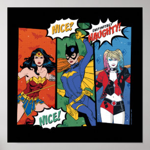 Poster Mulher Maravilha, Batgirl e Harley Quinn Holiday