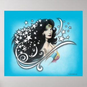 Póster Mulher Maravilha e Estrelas