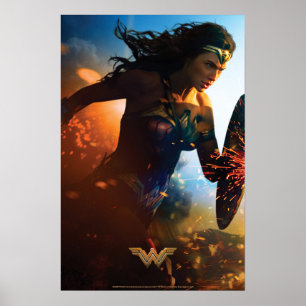 Póster Mulher Maravilha no campo de batalha