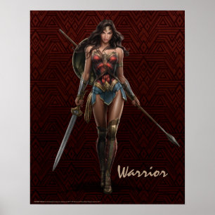 Poster Mulher Maravilha Pronta para a Batalha de Arte em