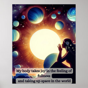 Poster Mulher Meditando sobre a Positividade Corporal