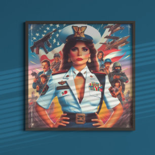 Poster Mulher Militar Retro