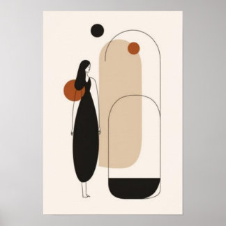 Poster Mulher Minimalista e Arte Abstrata Arquitetônica p