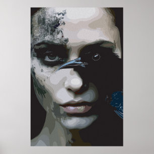 Poster Mulher Misteriosa com Corvo
