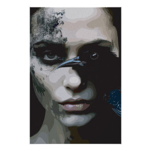 Póster Mulher Misteriosa com Corvo
