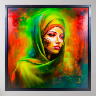 Poster Mulher mística em cores neonárias