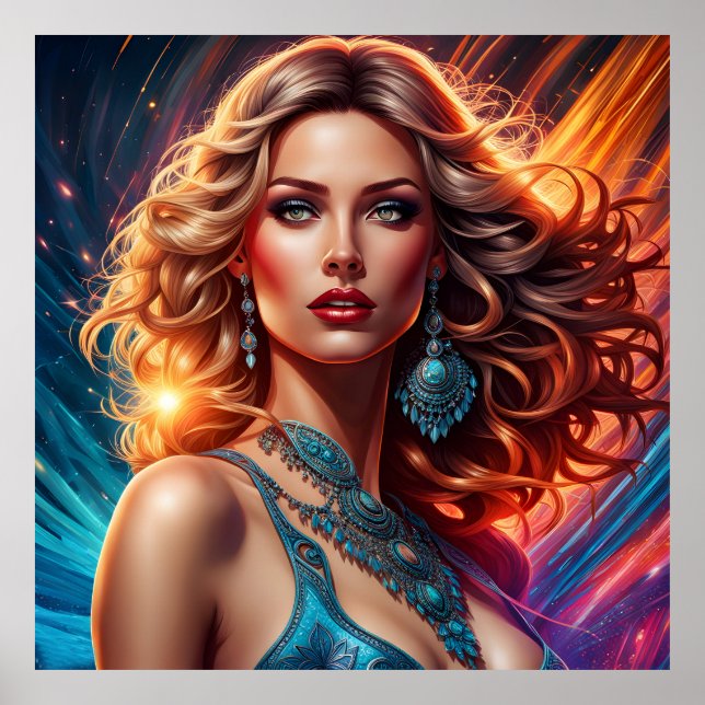 Poster Mulher moda, belas artes (Frente)