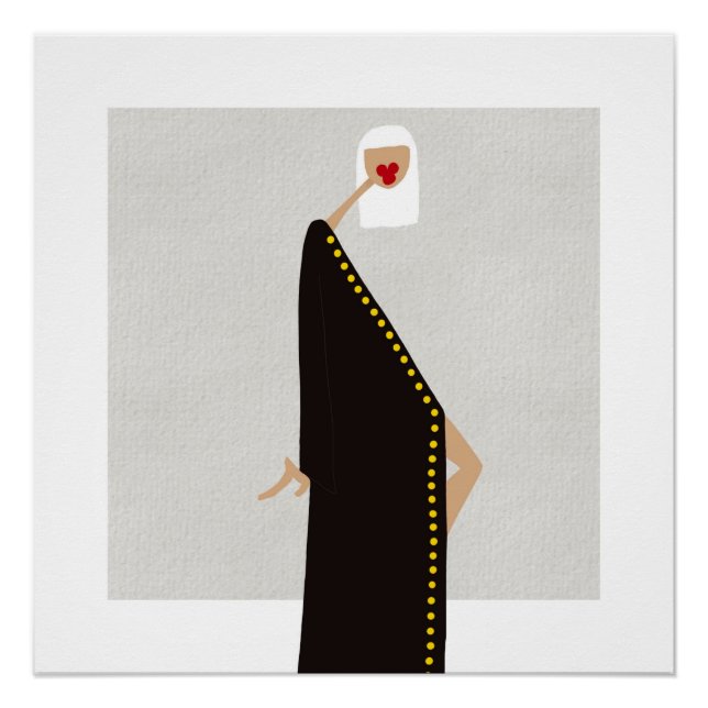 Póster Mulher na Arte da Moda Glam Preta (Frente)