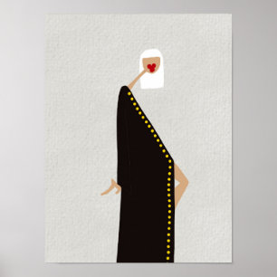 Poster Mulher na Arte da Moda Glam Preta