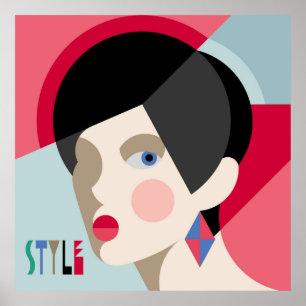 Poster Mulher na moda fascinante. Estilo modernista mulhe