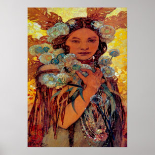 Poster Mulher Nativa Americana por Alphonse Mucha