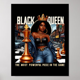 Poster Mulher Negra Cultura Negra Rainha Negra Xadrez Emp