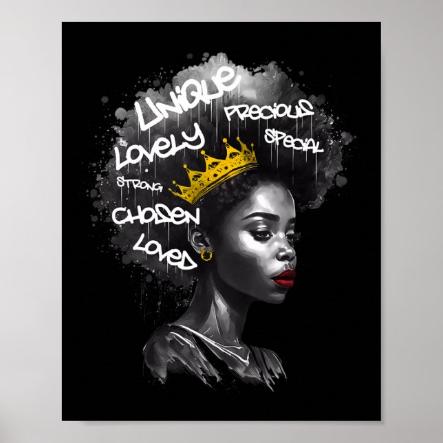 Poster Mulher Negra Fabulosa Com Palavras Empoderadoras E (Frente)