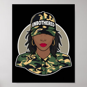 Poster Mulher negra imperturbável Melanin Locos Camuflage