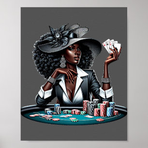Poster Mulher Negra Jogo Cartões Casino Cartões Poker Art