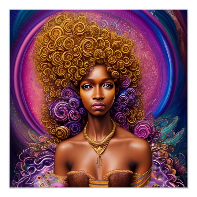 Póster Mulher Negra Melanin Rainha Brown Skin Mulheres Si (Frente)