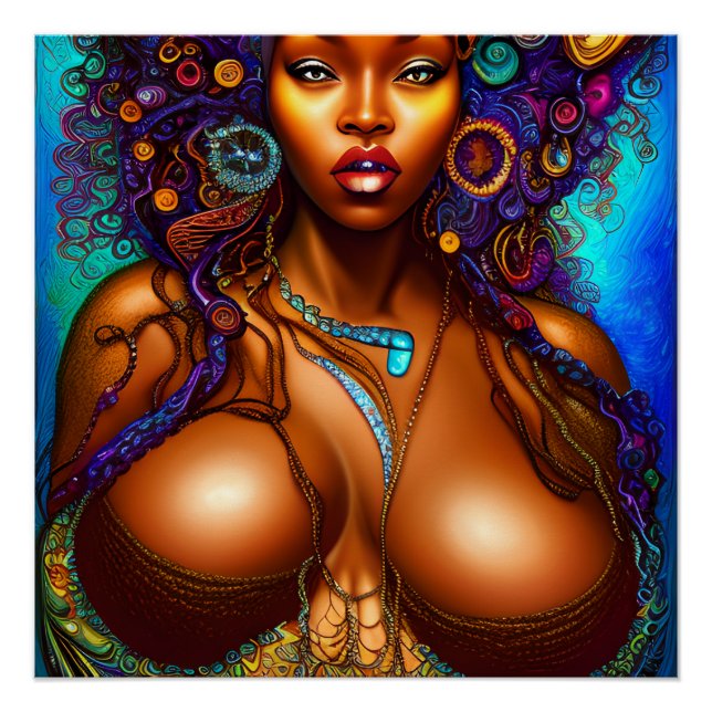 Póster Mulher Negra Melanin Rainha Brown Skin Sista Merma (Frente)
