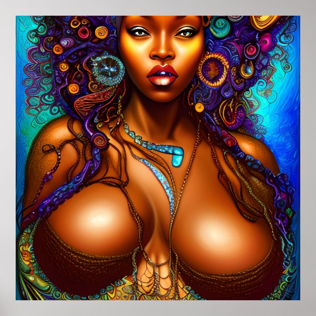 Poster Mulher Negra Melanin Rainha Brown Skin Sista Merma (Frente)