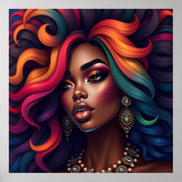 Poster Mulher negra melanina irmãs meninas de pele marrom