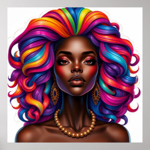 Poster Mulher negra melanina irmãs meninas de pele marrom