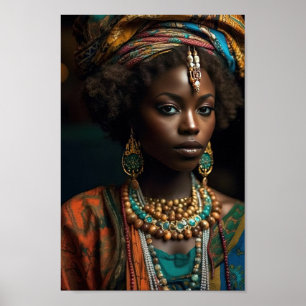 Poster Mulher Negra Modelo de Alta Moda Bonita