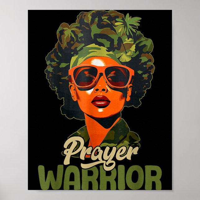 Poster Mulher Negra Orando Frases Cristãs Afro Dizeres Or (Frente)